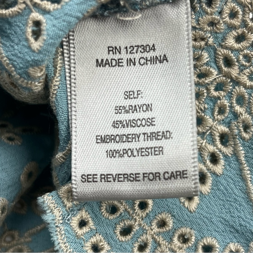 John Mark Light Blue Eyelet Button-Front Women's … - image 3